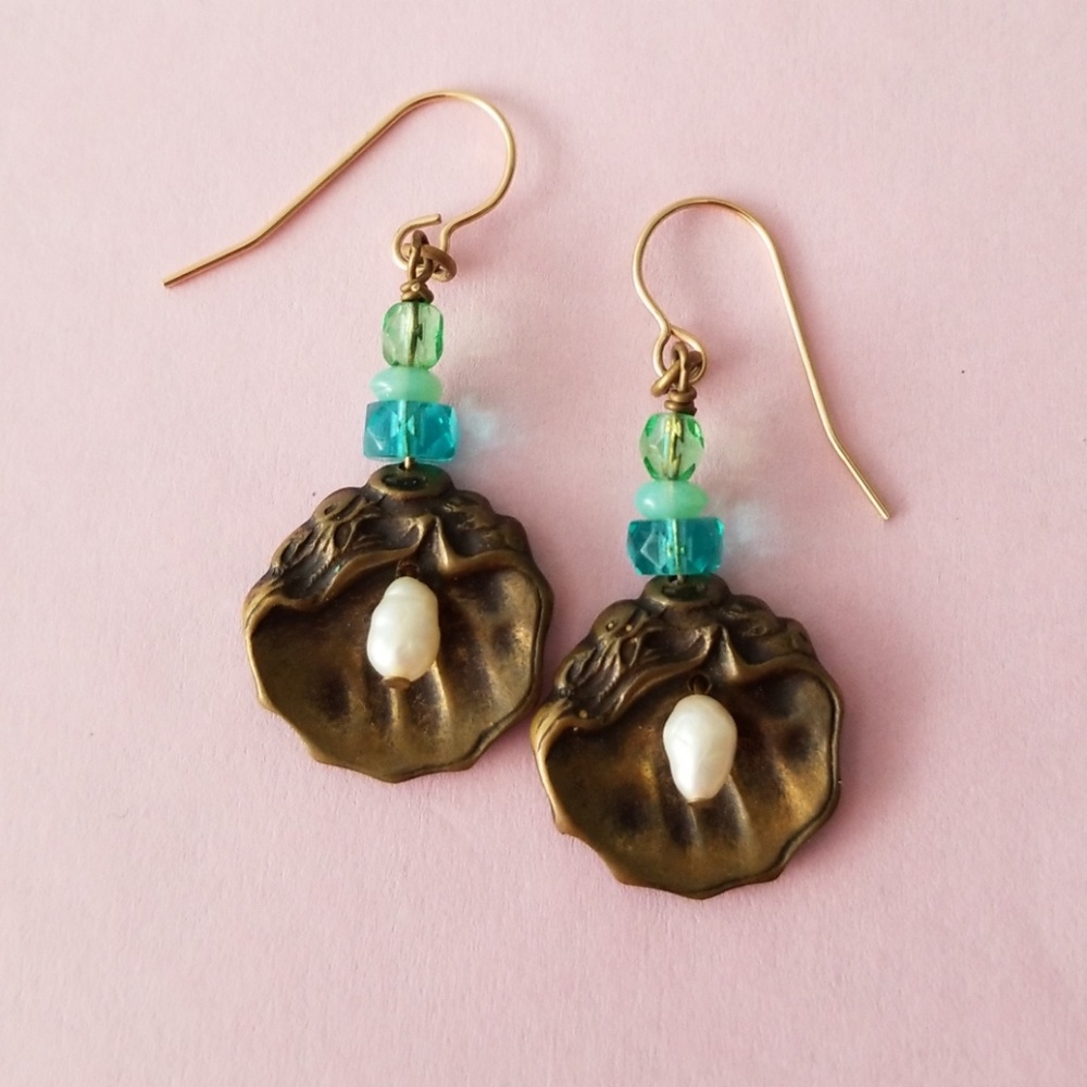 Mermaid earrings! Real freshwater pearls